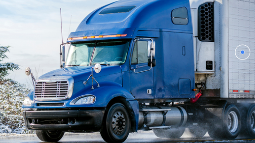 Blue truck in a supply chain