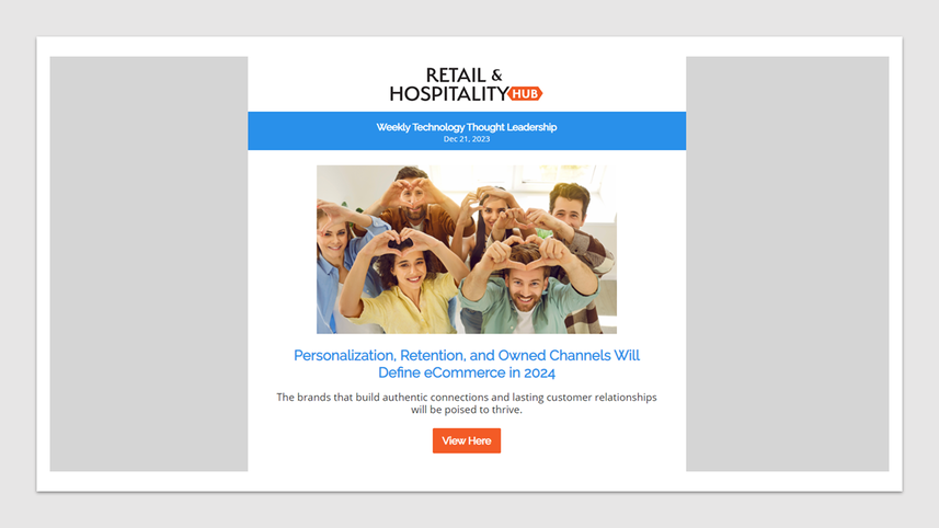 Email newsletter of Retail & Hospitality Hub